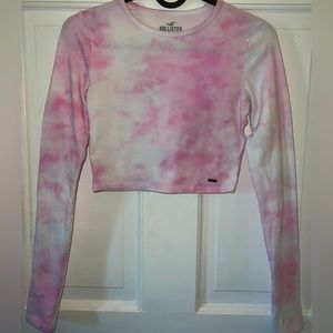 Hollister pink cropped long sleeve